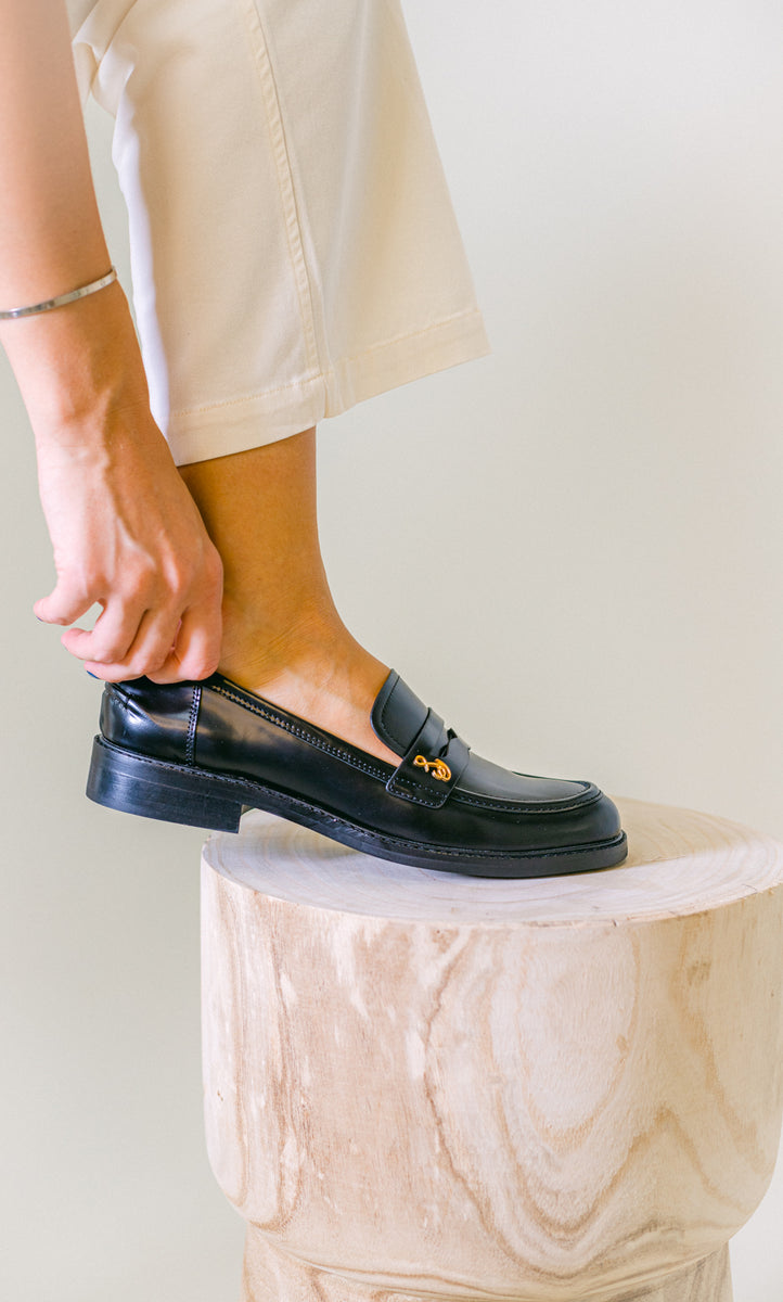 Collin Oversized Sole Penny Loafers Black