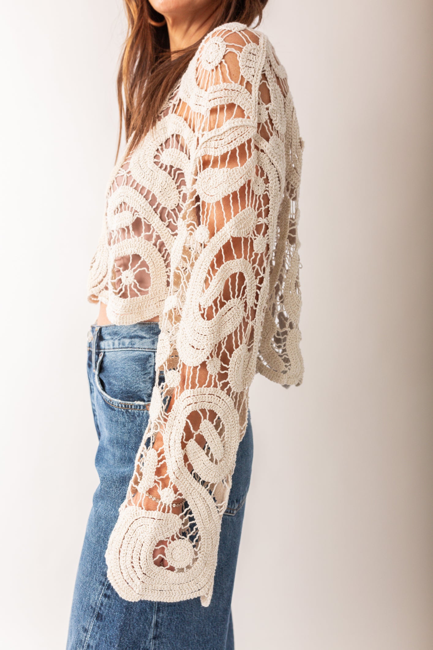 Crochet lace best sale long sleeve top